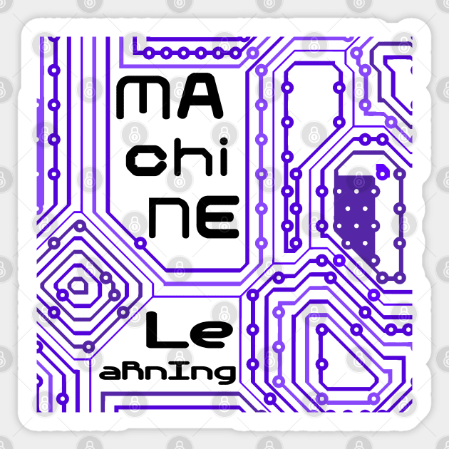 Machine Learning Computer Micro Chip Black Purple Sticker by aRtVerse